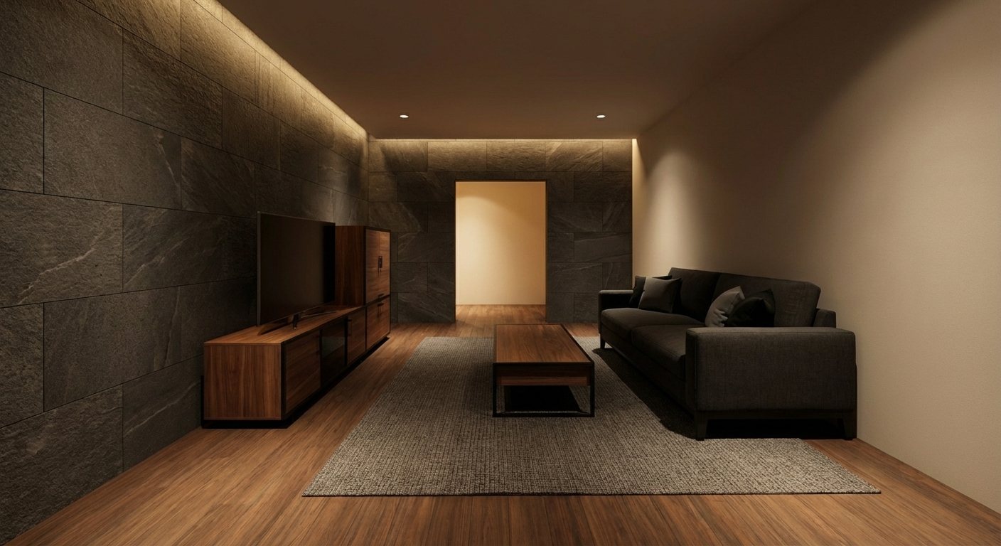 Open plan living and dining render