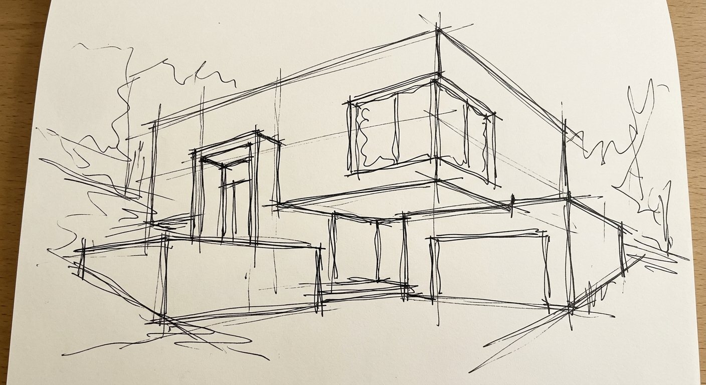 Line Sketch to Photoreal Massing preview before source